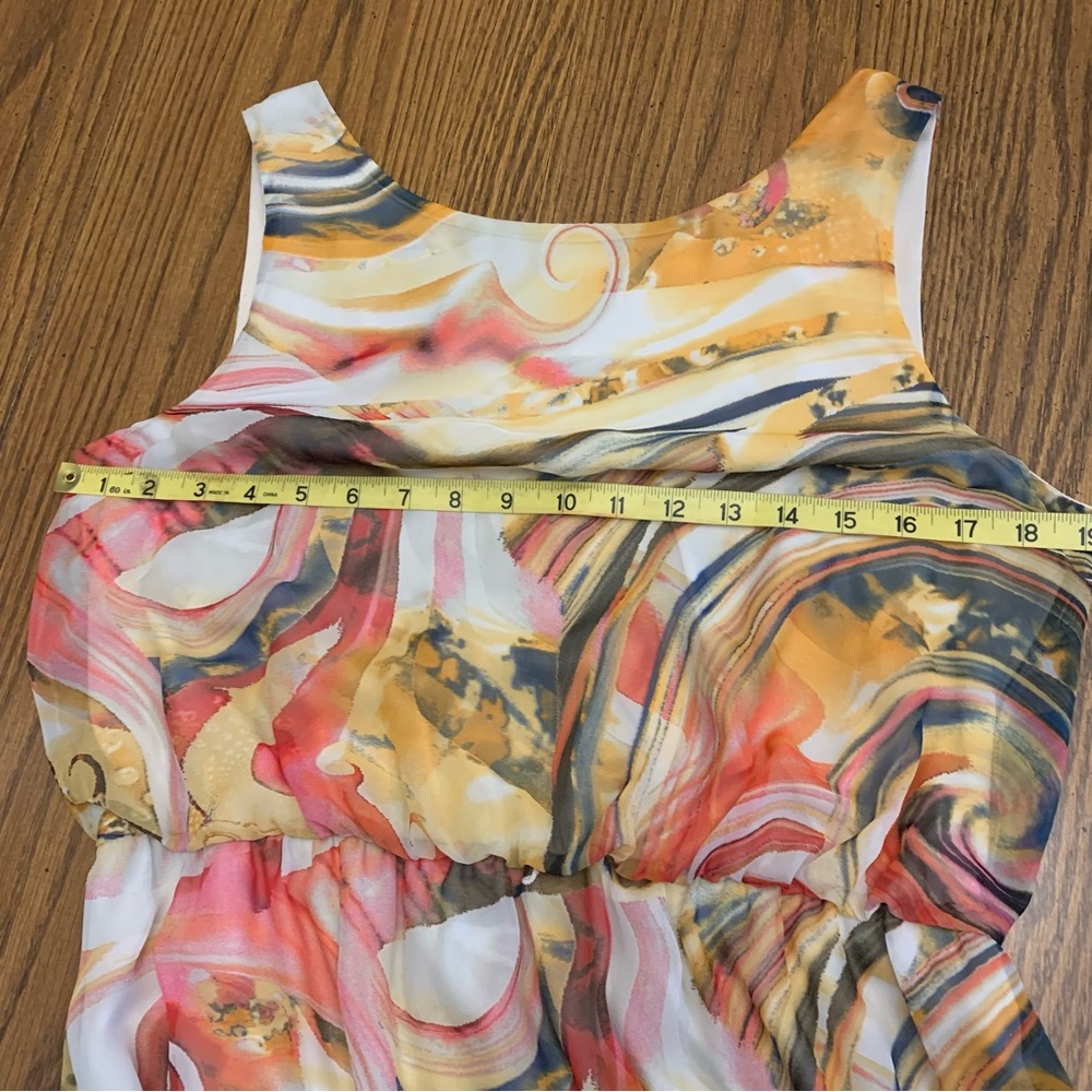 Luxology Swirl-Print Lined Lace Overlay Low Back Sleeveless Dress - Picture 9 of 14
